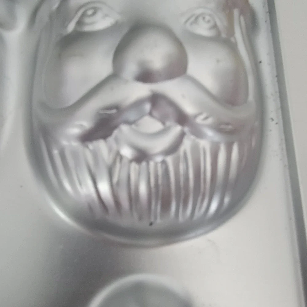 Vtg 1983 Wilton Mini Santa Claus Cake Pan 6 Molds 502-3878 Aluminum Muffin Jello